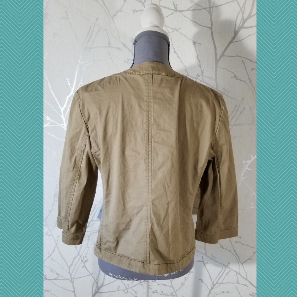 Talbots Tan Ruffle Front Boxy Fit Jacket - Picture 4 of 6